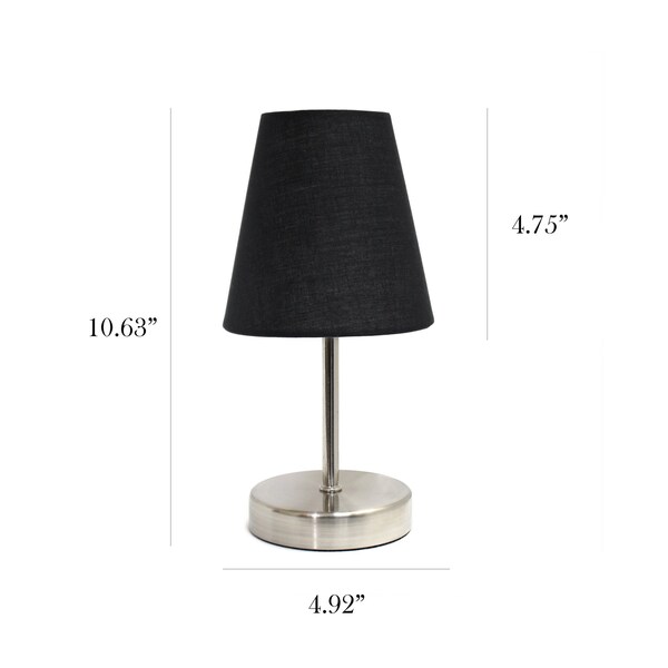 Sand Nickel Mini Basic Table Lamp With Fabric Shade, Black